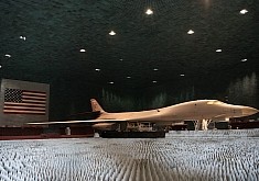 B-1B Lancer Bomber Looks Scary Lurking in a Dimly Lit Hangar at Edwards AFB
