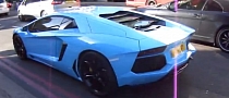 Baby Blue Aventador Tailed by White R8 Spyder