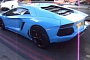 Baby Blue Aventador Tailed by White R8 Spyder