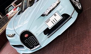 Baby Blue Bugatti Chiron Shows Immaculate Spec, Spotted in Dubai