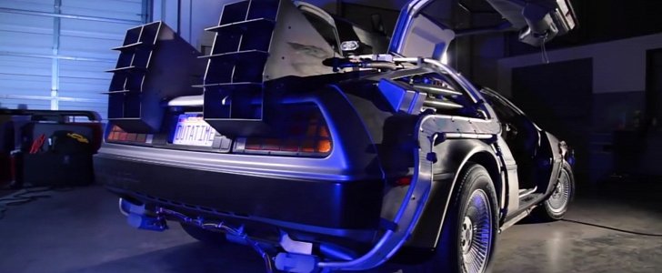 The restored original DeLorean Time Machine from Back To The Future