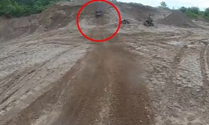 Bad Crash with ATV Landing on Top of Unlucky Rider