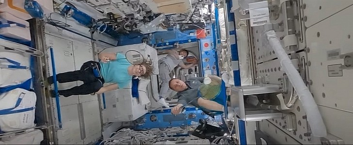 Astronauts on the ISS playing orbital badminton