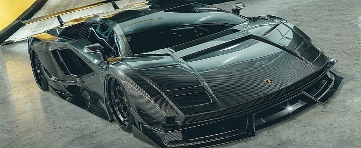 Bare Carbon Lamborghini Countach LPI 800-4 rendering by hugosilvadesigns