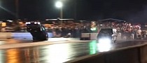Battered Mustang Drags Turbo Pickup for Big Pot, Massive Wheelie Gets in the Way