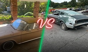 Battle of the Abandoned: 1963 Chevrolet Corvair Convertible vs. 1968 Mustang Fastback