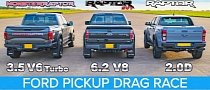 Battle of the Raptors: 520 HP EcoBoost Drag Races Old V8 Raptor and Baby Ranger