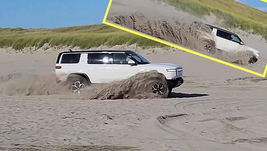 Rivian R1S Playing in the Sand