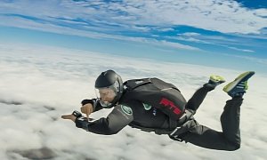 Bear Grylls Operates 2017 Land Rover Discovery Seats via App While Skydiving
