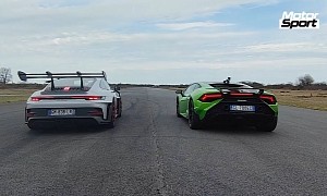 Beastly 911 GT3 RS Drags a Lambo Huracan Tecnica Monster, There Can Be Only One