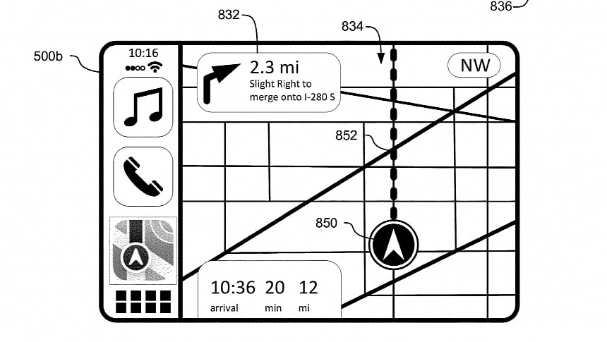 The patent also supports CarPlay navigation