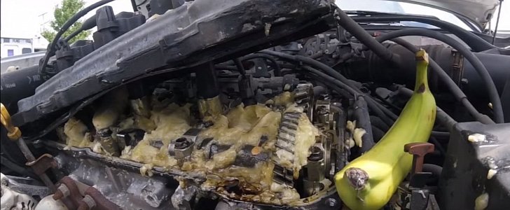 Beater Toyota Gets Its Engine Oil Replaced with Bananas