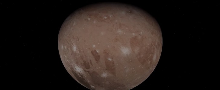 NASA Animation Shows Juno Flying Past the Moon Ganymede and Jupiter