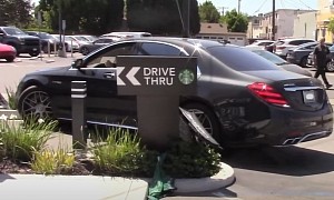 Ben Affleck Accidentally Hits a Starbucks Sign with His Mercedes-AMG S 63 at a Drive-Thru