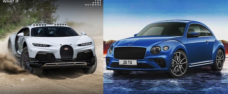 Bentley Beetle and Bugatti Chiron Safari mashup renderings