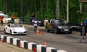 Bentley Bentayga Drag Races Porsche 911 Turbo in Russian Brawl