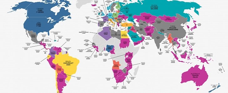 Map of car preferences around the world
