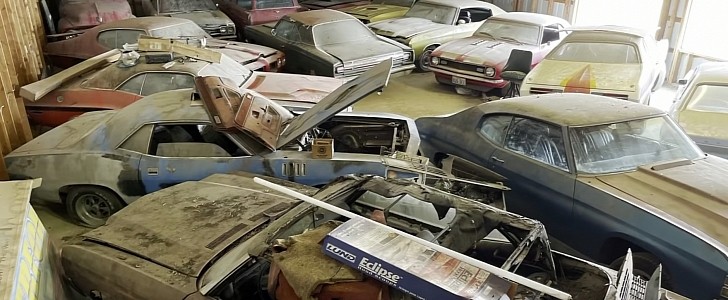 Big barn hides massive hoard of rare muscle cars