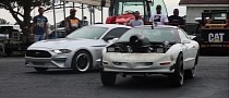 Big Block Nitrous Pontiac Firebird Rolls on 26s, Drags Mustang GT and Loser Almost Crashes