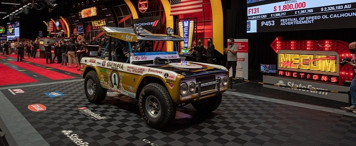 1969 Ford Bronco Big Oly from the Parnelli Jones collection fetches $1.7 million at auction, before fees