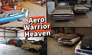 Big Warehouse Opens Up To Reveal Secret Stash of Plymouth Superbirds, Ford Talladegas