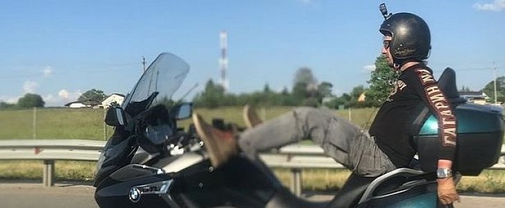 Bike blogger Artem Boldyrev, aka Bolt, steers with his feet, moments before fatal impact