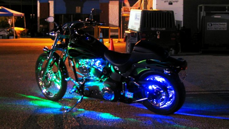 Custom LED lights on a motorcycle