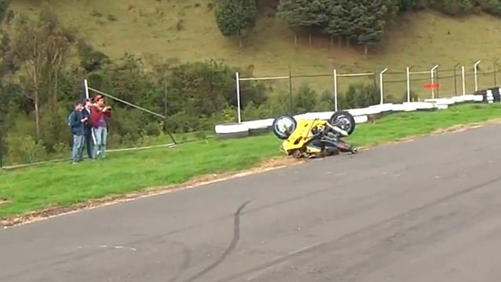 Bike Flips over Unlucky Stunt Rider