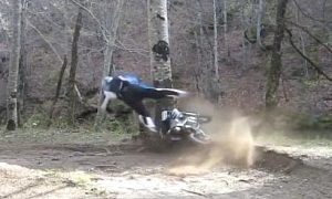 Bike Hits the Tree, Rider Misses It by Inches