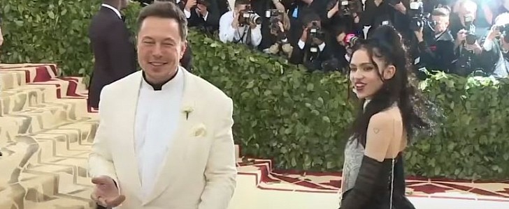 Elon Musk and Grimes at the MET Gala 2018, where they made their red carpet debut as a couple