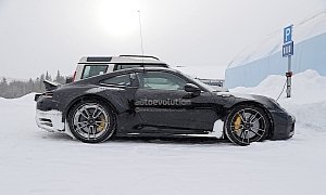 Bizarre 2021 Porsche 911 Turbo S “Ducktail” Prototype Continues Winter Testing