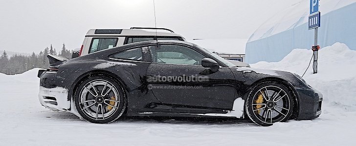 photo of Bizarre 2021 Porsche 911 Turbo S “Ducktail” Prototype Begins Winter Testing image