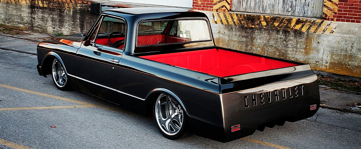 Black and Red 1971 Chevrolet C10