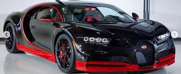 Black and Red Bugatti Chiron Sport