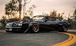 Black and Tan Pontiac Trans Am Gets Virtually Blown and Slammed Out of Proportions