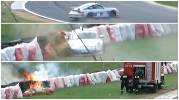 Porsche 911 fiery crash