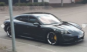 Black Porsche Taycan Spotted in Traffic, Shows Sleek Spec
