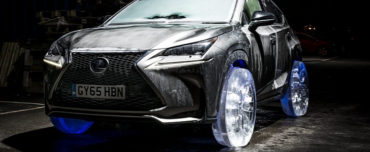 The Lexus NX rolling on wheels and tires made of ice (2015)