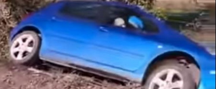 Man in Peugeot ran off the road and into a ditch, became a viral star