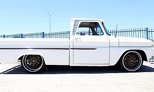 Blinding White 1966 Chevrolet C10 Has the Interior of an Old-Fashioned American Diner