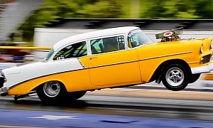 Blown 1956 Chevrolet Bel Air Is Crazy Fast, Pulls Wheelies and 9s
