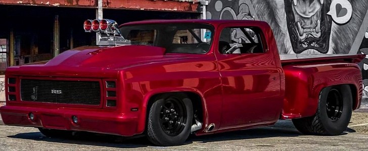 Blown Chevrolet C10 SS/RS pickup truck people mistake for a render by camm_fish on Instagram