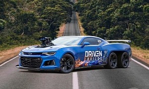 Blown Chevy Camaro ZL1 6x6 Looks Ready to Be Driven on a Virtually Endless Road