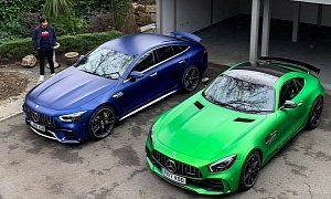 Blue AMG GT 63 S Four-Door Looks Good Next to Green AMG GT R Coupe