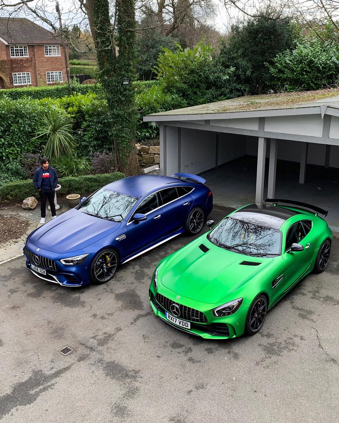 Blue Amg Gt 63 S Four Door Looks Good Next To Green Amg Gt R Coupe Autoevolution