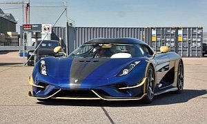 Blue Carbon Koenigsegg Regera Spotted while Leaving The Factory, Looks Amazing