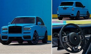 Blue Rolls-Royce Cullinan Black Badge on Matching Forged AGLs Is the Top Face of Happiness
