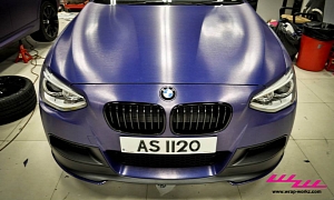 BMW 1 Series Gets Brushed Aluminum Blue Wrap <span>· Video</span>