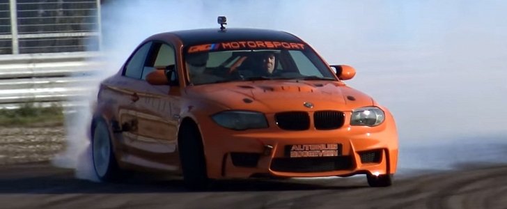 BMW 1 Series M Coupe with M5 V10 engine drifting