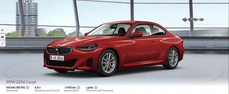 2022 BMW 2 Series Coupe G42 online configurator for German market